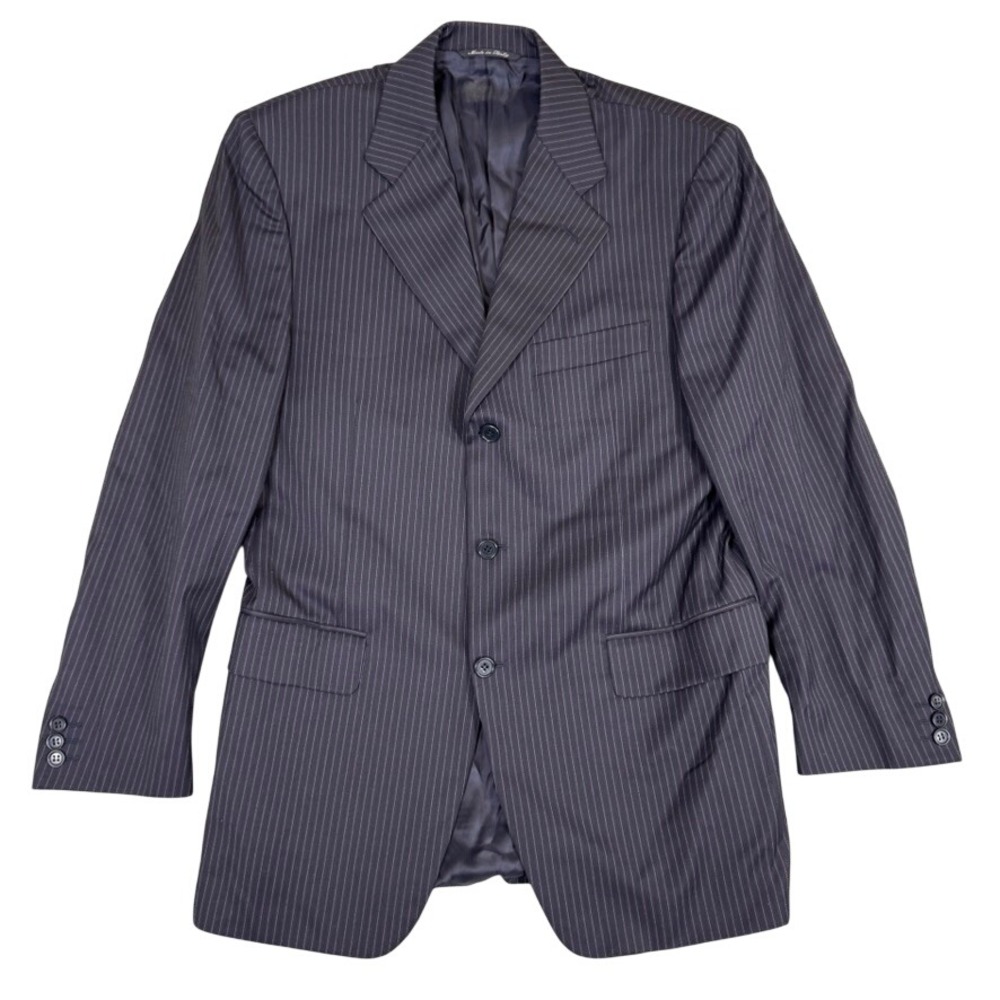 Canali Made in Italy Mens Pinstripe Three Button Blazer Jacket Navy Blue 38R US